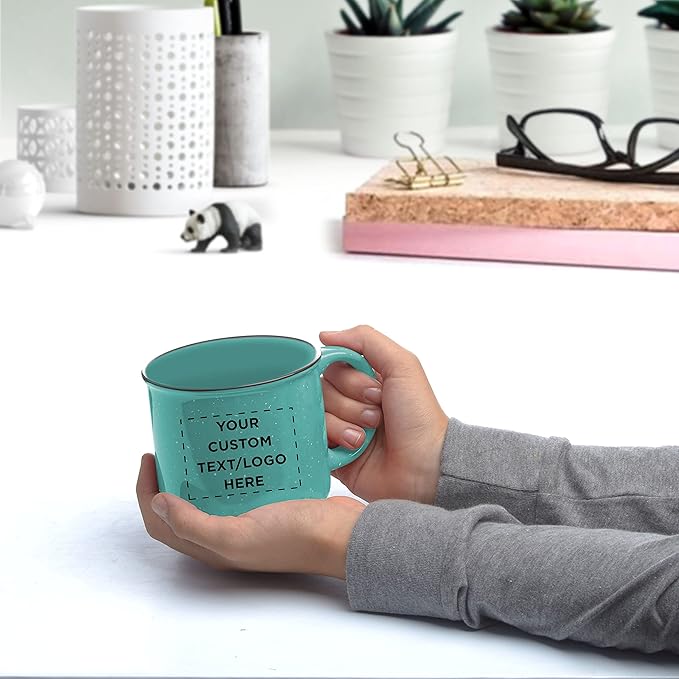 DISCOUNT PROMOS Custom Ceramic Campfire Coffee Mugs 13 oz. Set of 50, Personalized Bulk Pack - Perfect for Tea, Espresso, Cappuccino, Hot Cocoa - Mint-Ruum Studio Home