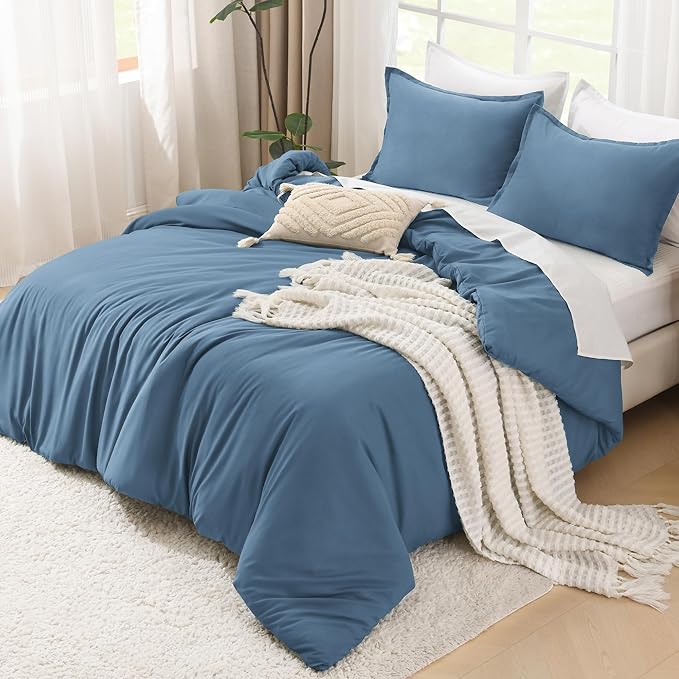 Litanika Comforters Twin/Twin XL Size Ocean Blue, 2 Pieces Lightweight Solid Bedding Set & Collections, All Season Fluffy Bed Set (66x90 Inches Comforter & 1 Pillowcase)-Ruum Studio Home