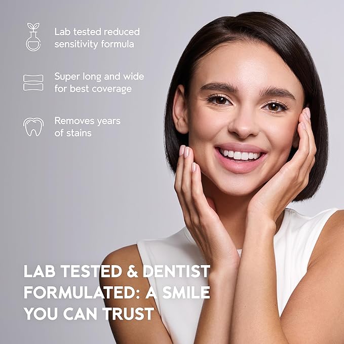 Natural Teeth Whitening Strips Kit 14 Treatments - Sensitive Teeth Whitener, Peroxide Free, Enamel Safe White Strips - Instant Teeth Whitening Without The Harm (28 Strips)-Ruum Studio Home