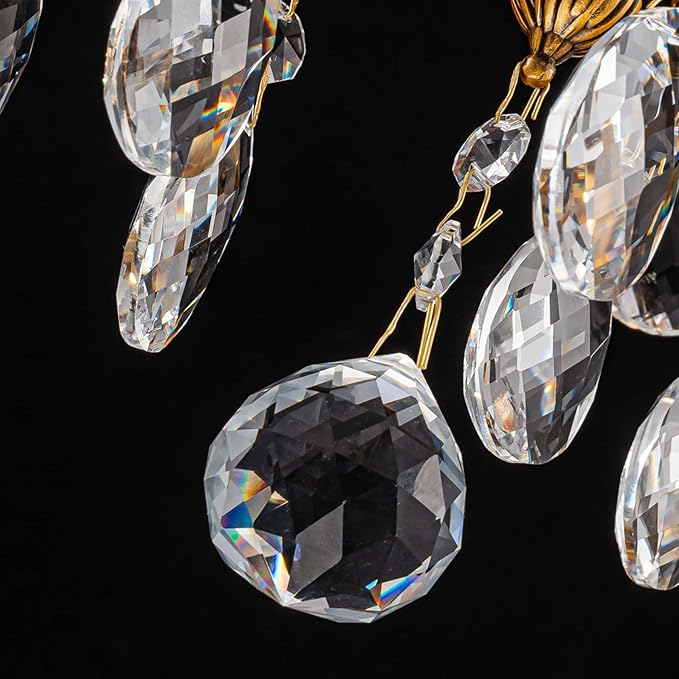 French K9 Crystal Maria Theresa Chandeliers, Luxury Vintage Pendant Light Fixture for Dining Room, Living Room, D18.3*H21~68 inch (Adjustable), Clear Crystal & Antique Bronze Finish Frame-Ruum Studio Home