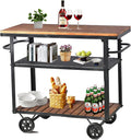 Diwhy Industrial 3 Tier Rolling Utility Storage Cart Wine Beverage, Metal Wine Rack with Wheels Kitchen Bar Dining Room Tea Wine, Storage Cart with Wood-Ruum Studio Home