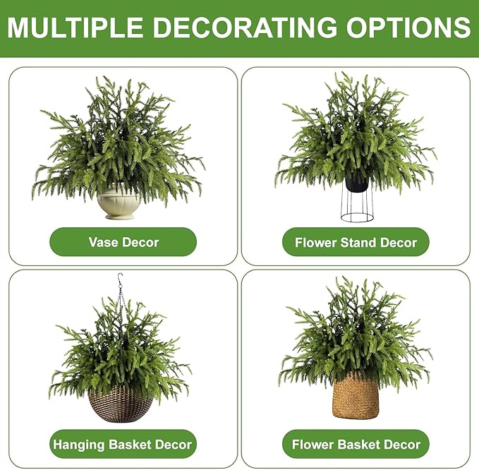 Artgar 50 Pcs Pine Branches - 18 Inch Artificial Green Pine Stem - Real Touch Pines Branches - Christmas Greenery Pines Branches for DIY Flower Arrangement Home Indoor Christmas Decor-Ruum Studio Home