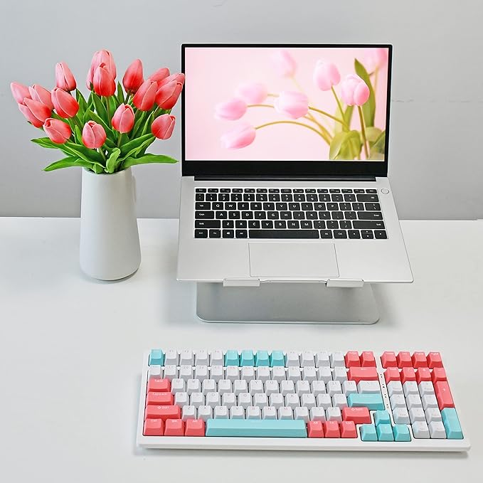 Mandy's Artificial Tulips 20 Stems Coral PU Faux Flowers for Wedding Home Decor 13.5 Inch-Ruum Studio Home