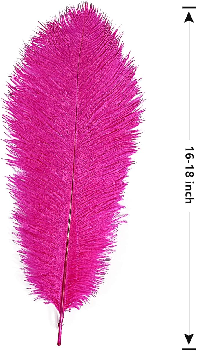 THARAHT Hot Pink Ostrich Feathers 12pcs Large Natural Bulk 16-18Inch 40cm-45cm for Wedding Party Centerpieces Easter Gatsbi and Home Decoration Feathers-Ruum Studio Home
