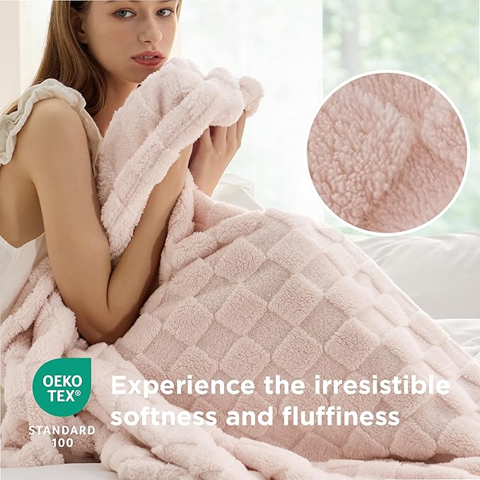 Bedsure GentleSoft Pink Throw Blanket for Couch - Checkered Fleece Blankets Gifts for Women Men Girls, Cute Soft Cozy Throw for Bedroom Home Decor Gifts, 50x60 Inches-Ruum Studio Home