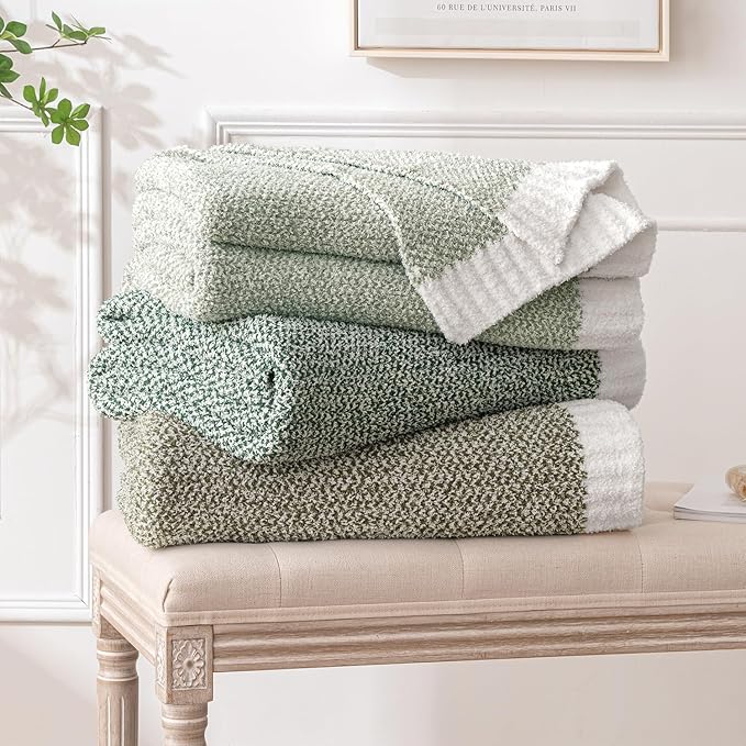 MIULEE Sage Green Super Soft Throw Blanket for Bed, Twin Size Cozy Fluffy Warm Blankets Knit Blankets for Couch, Sofa, Chair, Living Room, Camping, Picnic, 60 x 80 inch-Ruum Studio Home