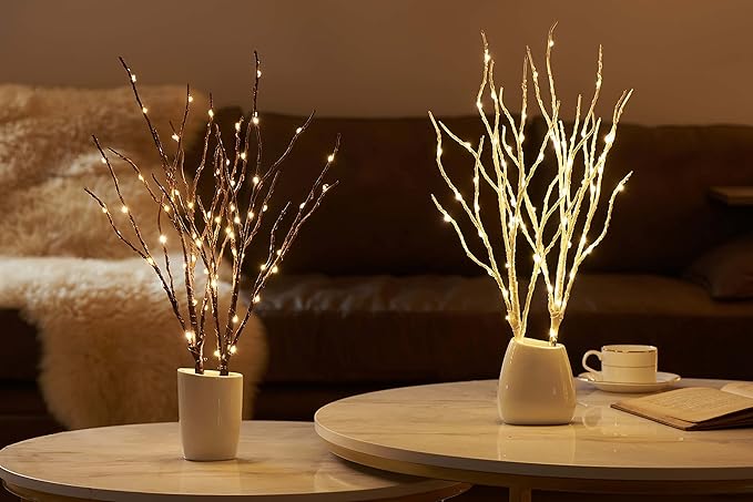 Birchlitland Lighted Brown Branches 18IN 70L Warm White Fairy Lights, LED Willow Branch Lights with Timer Battery Operated for Home Bedroom Living Room Vase Decoration-Ruum Studio Home