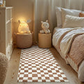 jinchan Runner Rug 2x6 Hallway Washable Modern Checkered Geometric Lattice Kids Bedroom Rug Indoor Floor Cover Non Slip Soft Carpet for Nursery Room Kitchen Laundry Room Home Brown-Ruum Studio Home