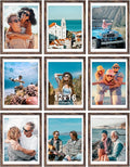 Vittanly 12x16 Picture Frames Set of 9, Shatter Resistant Plexiglass, Display 11x14 Pictures with Mat or 12x16 without Mat, Photo Frames for Wall Mount, Engineered Wood, Brown-Ruum Studio Home