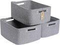 Large Storage Baskets for Shelves, Closet Organizers Bins for Clothes Blanket Towels, Baby Nursery, Toy Baskets Box, Woven Rope Baskets, 17 x 13 x 7.5”, 3 Packs Mixed Grey-Ruum Studio Home