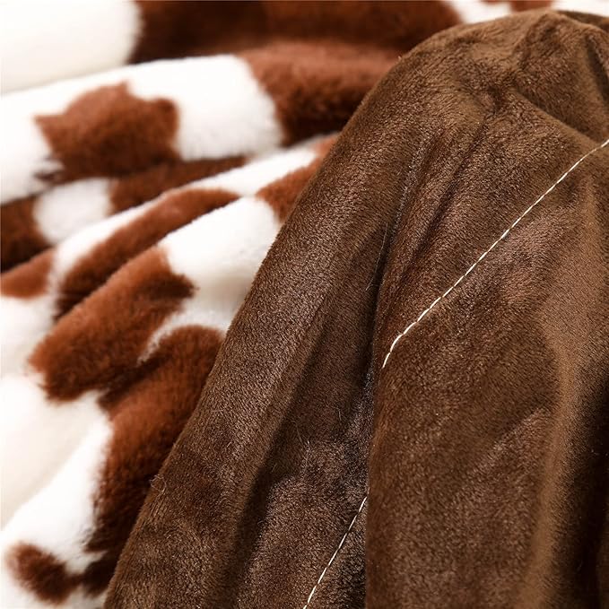 RYNGHIPY Cow Print Blanket for Sofa Couch Double Sided Flannel Animal Design Brown Throw Blanket (Brown, 63''x79'')-Ruum Studio Home