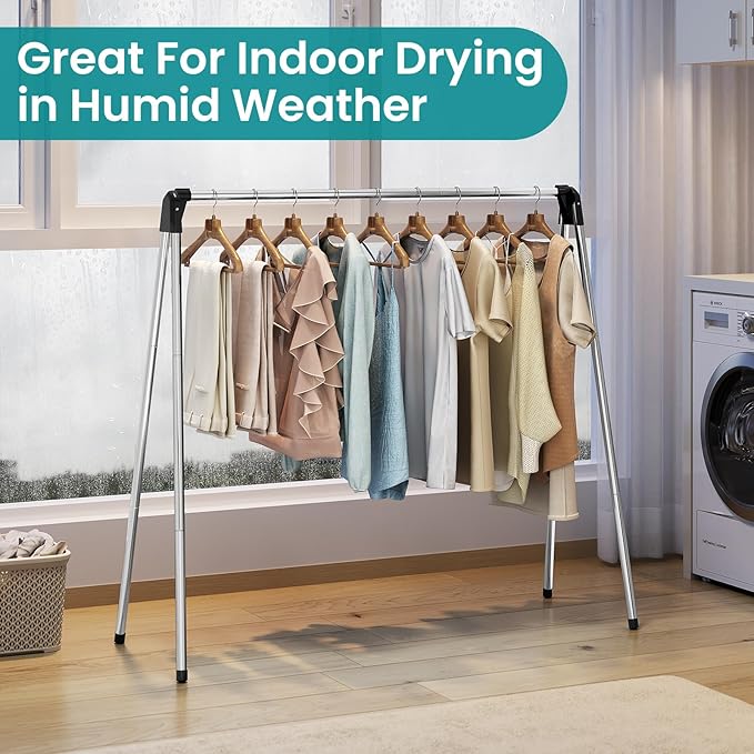 APEXCHASER Foldable Clothes Drying Rack, 55'' Collapsible Laundry Clothes Airer Width Heavy Duty Hanger for Sweaters Baby Clothes Towels Portable Indoor Outdoor for Home Travel-Ruum Studio Home
