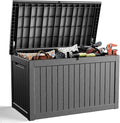 DRATO 230 Gallon Deck Box, Outdoor Large Waterproof Resin Storage Box with Lockable Lid for Patio Cushions, Gardening Tools, Sports Equipment, Black-Ruum Studio Home