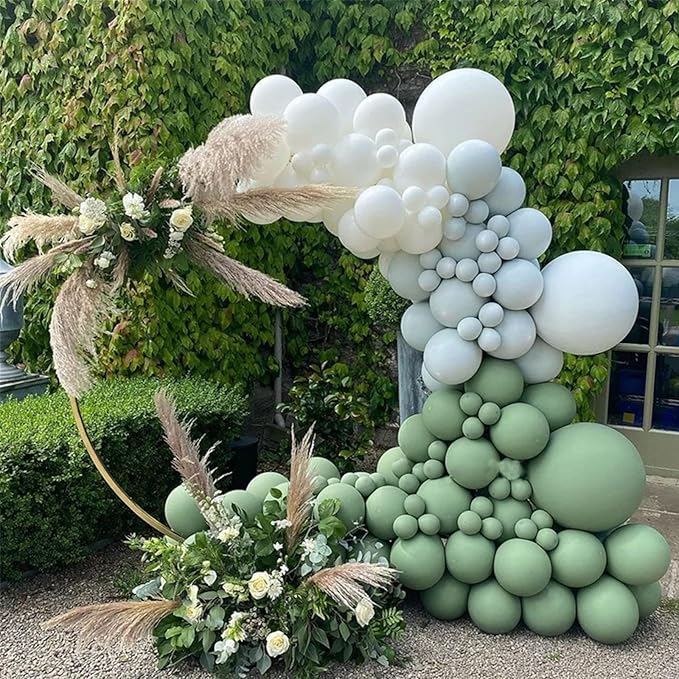 130pcs Sage Green Balloons Different Sizes 18" 12" 10" 5" Olive Green Balloons for Birthday Graduation Baby Shower Wedding Anniversary New Year Party Decorations-Ruum Studio Home