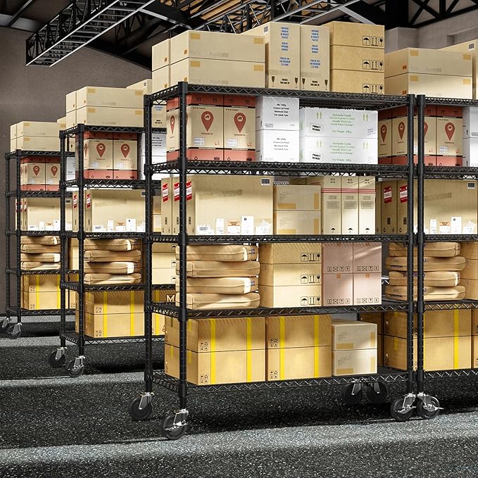 Garage Shelving 5 Tier Industrial Metal Shelving Units for Commercial, Basement, Pantry, Warehouse, School, Black Heavy Duty Easy Assembly 23.6" D x 53.2" W x 73.6" H-Ruum Studio Home
