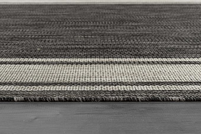 Beverly Rug Outdoor Rug 8x10 Modern Bordered Area Rugs for Indoor and Outdoor Patio Deck Porch Garden Waterproof Weather Sun Resistant Washable Outside Carpet (8 x 10 Dark Gray)-Ruum Studio Home