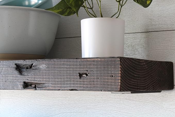Urban Legacy Reclaimed Barn Joist Deep Floating Shelves | Deep Shelves with Low Profile Shelf Bracket with High Weight Capacity, Set of 2 (36" x 11" x 2.5", Rustic Brown)-Ruum Studio Home