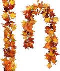 DearHouse 2 Pack Fall Maple Leaf Hanging Vine Garland Artificial Autumn Foliage Thanksgiving Decor for Home Wedding Fireplace Party Christmas (Light Yellow)-Ruum Studio Home