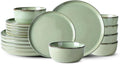 GBHOME Ceramic Dinnerware Sets for 6, 18 Pieces Stoneware Plates and Bowls Sets, Scratch Resistant Dishes, Dishwasher & Microwave Safe-Pastel Green-Ruum Studio Home