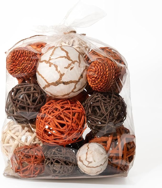 ANDALUCA Large Decorative Vase Filler Bag with Orbs, Balls (Burnt Orange)-Ruum Studio Home