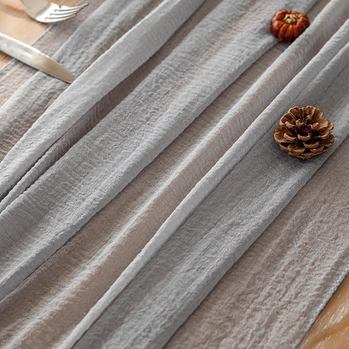 Cheesecloth Table Runner Dusty Blue Gauze Rustic Cheese Cloth Table Runner 120 Inch 10 FT for Wedding Baby Bridal Shower Birthday Engagement Party Long Sheer Boho Home Decorations-Ruum Studio Home