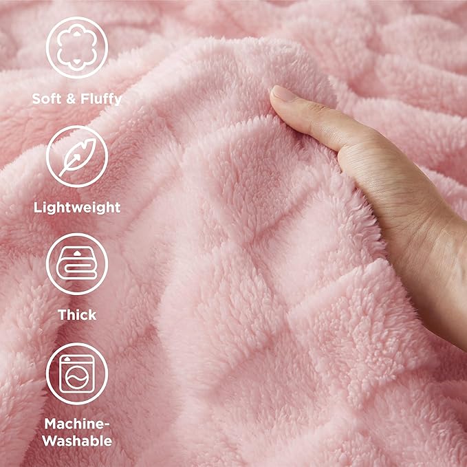 Bedsure GentleSoft Blush Pink Throw Blanket for Couch - Checkered Fleece Blankets Gifts for Women Men Girls, Cute Soft Cozy Throw for Bedroom Home Decor Gifts, 50x60 Inches-Ruum Studio Home