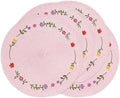 Whaline 4Pcs Round Placemats Spring Flower Embroidered Place Mats Pink Floral Dinner Table Mats for Home Holiday Wedding Bridal Baby Shower Birthday Party Decor-Ruum Studio Home