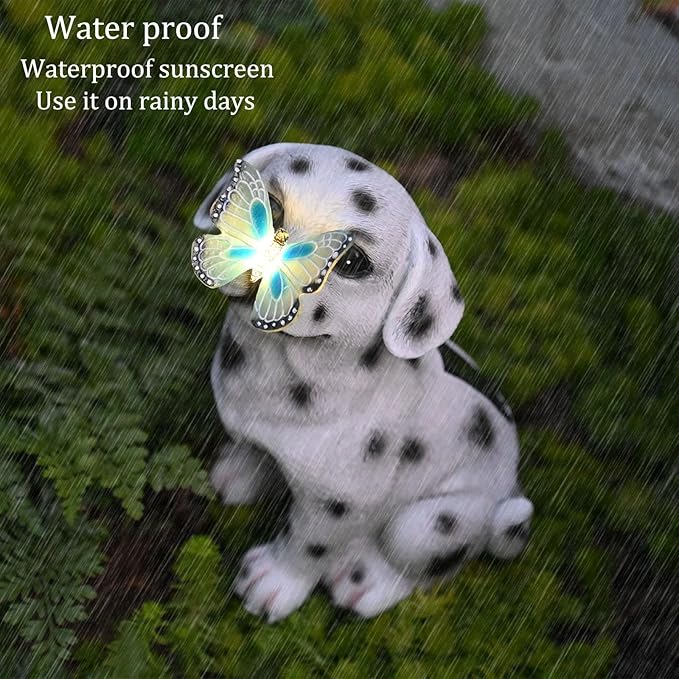 Dog Garden Figurines Outdoor Decor Solar Statue with LED Lights for Patio Lawn Yard Art Decoration Housewarming Garden Gift-Ruum Studio Home