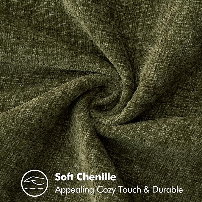 MIULEE Pack of 2 Couch Throw Pillow Covers 18x18 Inch Olive Green Farmhouse Decorative Pillow Covers with Stitched Edge Soft Chenille Solid Dyed Spring Pillow Covers for Sofa Bed Living Room-Ruum Studio Home