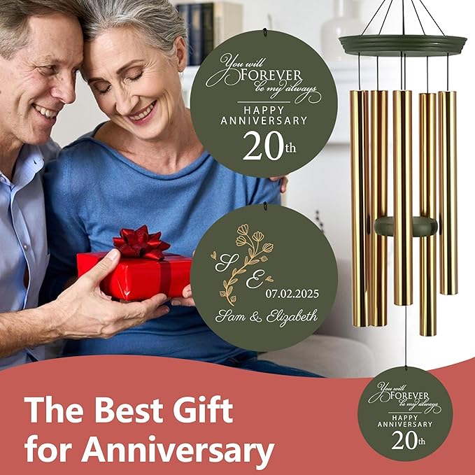 ASTARIN 20th Tree of Life Wind Chimes, Personalized Wind Chimes for Cople Women Men, Couple Gifts for Keepsake, Deep Tone Windchime Romantic Gift-Ruum Studio Home