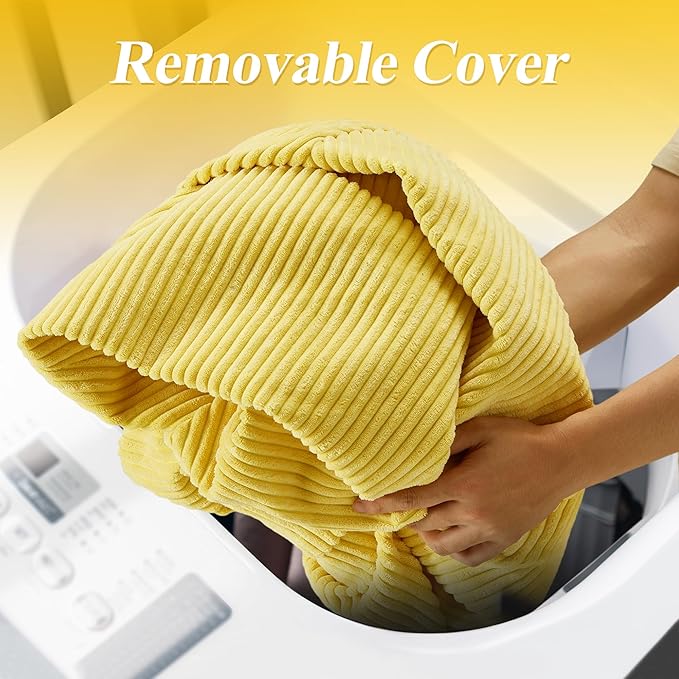 3.5FT Bean Bag Chairs Teardrop Bean Bag Chair for Adults Beanbag Chair with Memory Foam Filled Machine Washable Cover for Living Room, Bedroom (Large,Yellow)-Ruum Studio Home