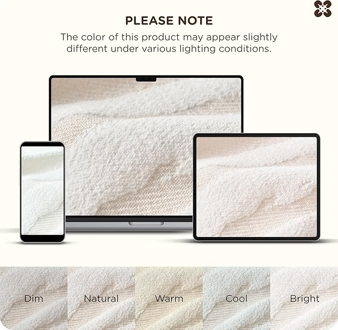Bedsure 100% Cotton Throw Blanket for Couch - Chenille Woven Textured Blanket Gifts for Women, Cozy and Soft for All Seasons, Home Decor Boho Throw for Bed, Sofa, Oat Milk, 50x60 Inches-Ruum Studio Home