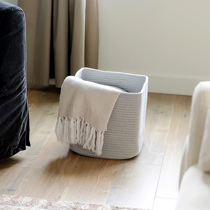NaturalCozy Storage Cubes 11 Inch Cotton Rope Woven Baskets for Organizing, 3-Pack | Cube Storage Bin | Square Storage Baskets for Shelves Organizer, Classroom, Kids Toy Bins, Closet, Baby Nursery-Ruum Studio Home