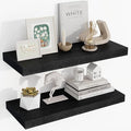 24 Inch Floating Shelves, 24"x9.25"x1.5" Inch Deep Floating Shelves for Wall, Wooden Shelves for Bathroom, Bedroom, Living Room, Black-Ruum Studio Home