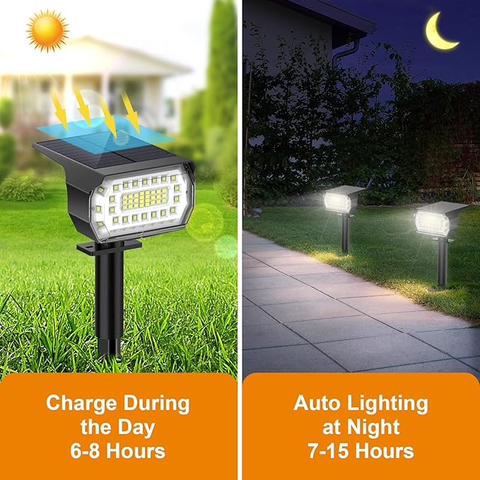 LANSOW Solar Spot Lights Outdoor, [4 Pack/57 LED] 2-in-1 Solar Landscape Spotlights, 3 Modes IP65 Waterproof Dusk to Dawn Solar Powered Flood Wall Lights for Outside Yard Garden Pathway(Cool White)-Ruum Studio Home