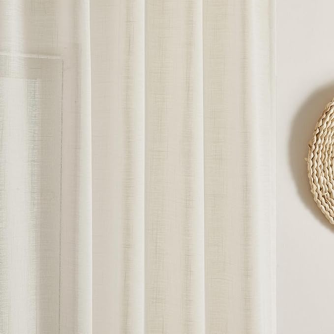 Joydeco Sheer Curtains 84 Inches Long, Cream Curtains for Living Room 2 Panels Set, Ivory Curtains Window Privacy Assured with Light Filtering(W52 x L84 Inch,Ivory)-Ruum Studio Home