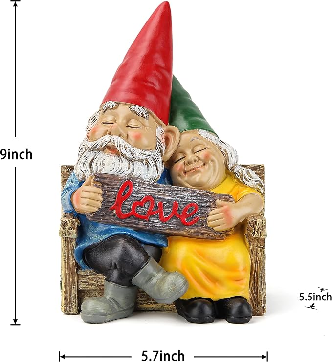 Garden gnome statue for outdoor decor,Couple in love gnomes figurine for patio lawn yard garden outdoor decoration,garden sculptures & statues,knome romantic indoor ornament forever lover gift-Ruum Studio Home