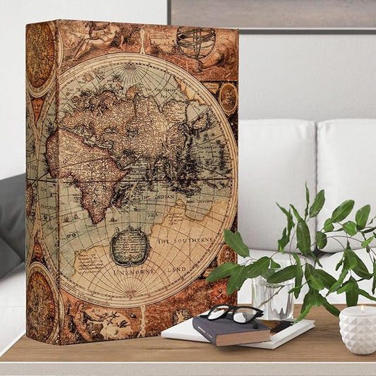 Decorative Fake Book Box for Shelf Decor, Coffee Table Storage & Home Decor - Vintage Faux Leather Embossed Secret Storage Box with Magnetic Closure (12" Large Size)-Ruum Studio Home