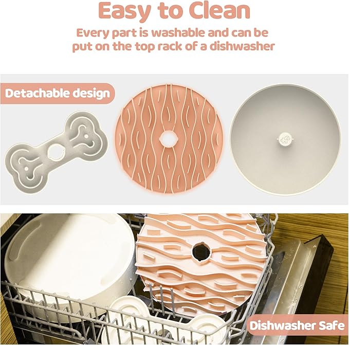 Slow Feeder Dog Bowl for Large Dogs with Non-Slip Base - Adjustable Speed Design, Removable Puzzle Inserts & Dishwasher Safe, Pink-Ruum Studio Home