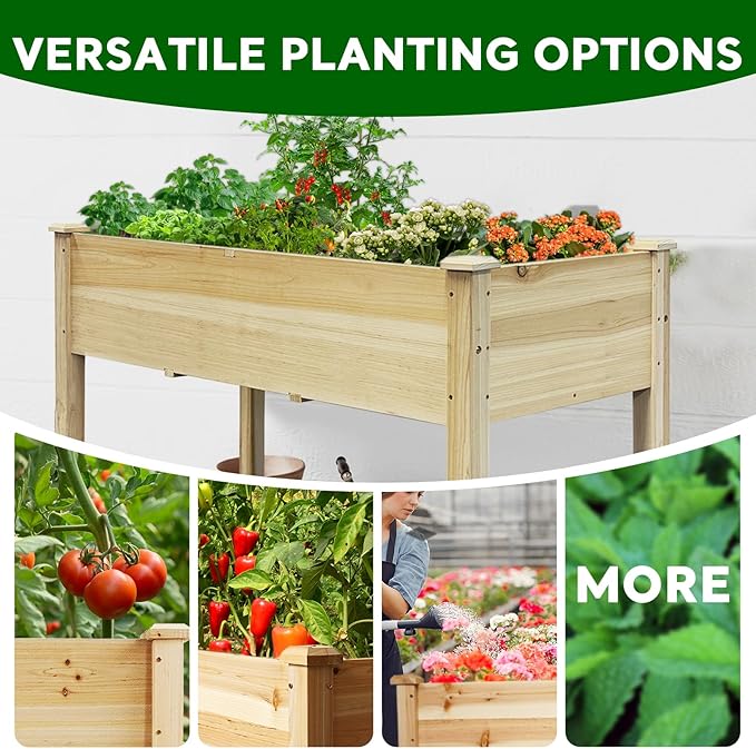 BSP Raised Garden Bed with Legs Outdoor Elevated Planter Box Flower Bed Wood Planter for Vegetable Herb Upgraded Solid Structure Growing Box Suitable for Backyard Patio and Balcony, 48”L X 24”W-Ruum Studio Home