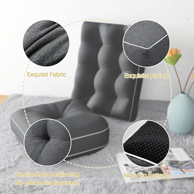 YZ HOME Rocking Chair Cushion, Set of Thicken Seat & Back Chair Cushions with Memory Foam, Non-Slip Chair Pad with Ties for for Indoor&Outdoor Rocker, Dark Grey, 22x17x5/17x17x5-Ruum Studio Home