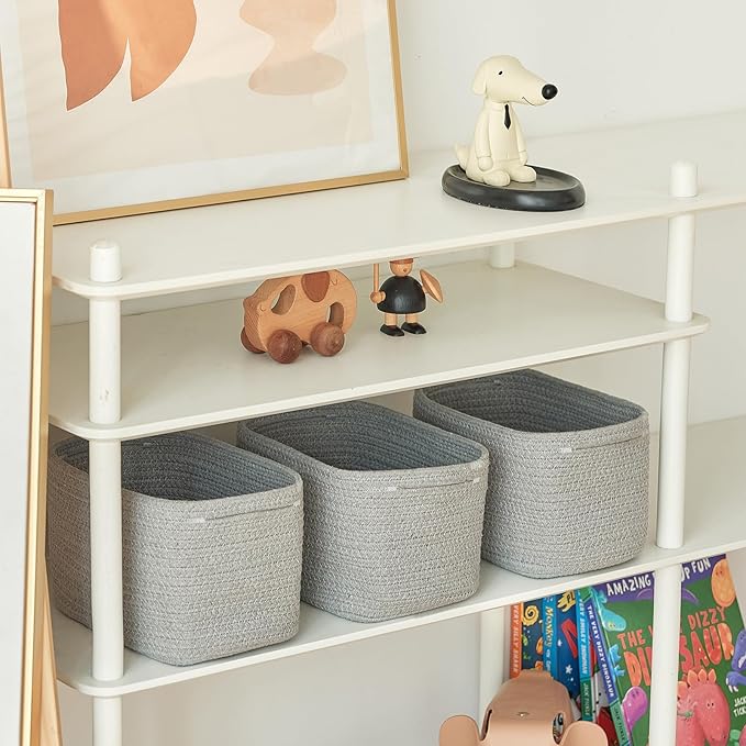 Small Baskets Set of 3-11"x7"x7" Perfect Toy Baskets for Storage, Ideal Storage Basket for Cube, Towels, and More - Basket for Shelves （Grey)-Ruum Studio Home