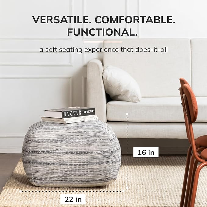 Anji Mountain 22"x22"x16" Handmade & Handcrafted Ottoman Pouf Comfortable Pouf Ottoman Foot Rest & Home Décor Accent for Living Room, Bedroom, Nursery, Kids Room, Patio-Ruum Studio Home