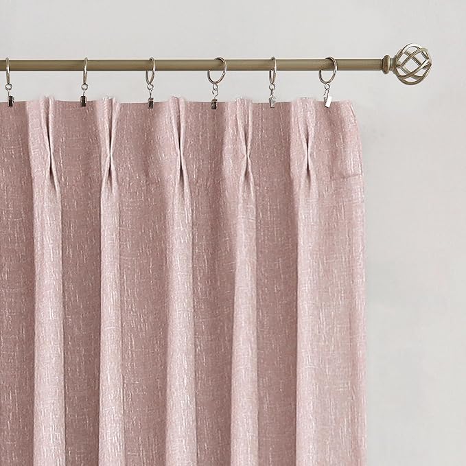 Vision Home Pink Total Blackout Curtains Pinch Pleated Room Darkening Window Panels 63 inch for Girls Bedroom Living Room Thermal Insulated Pinch Pleat Pink Drapes with Hooks Back Tab 40" Wx63 Lx2-Ruum Studio Home