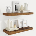 Fun Memories 24 Inch Floating Shelves for Wall, 9 Inch Deep Brown Rustic Wood Wall Mounted Shelves for Bathroom, Kitchen, Living Room, Set of 2-Ruum Studio Home