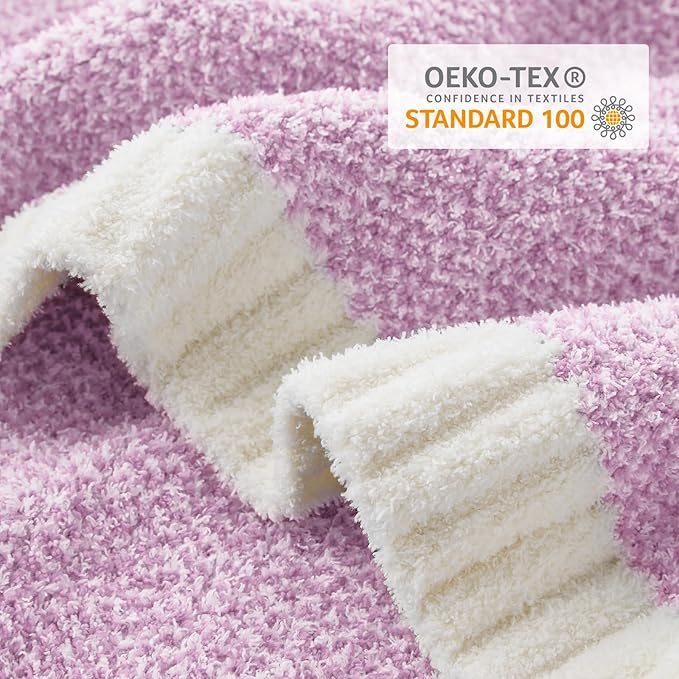 Snuggle Sac Lilac Throw Blanket for Couch, Super Soft Warm Blankets Cozy Knit Fuzzy Lightweight Throws for Sofa, Bed, Living Room, Heather Lilac, 50x70 inches-Ruum Studio Home