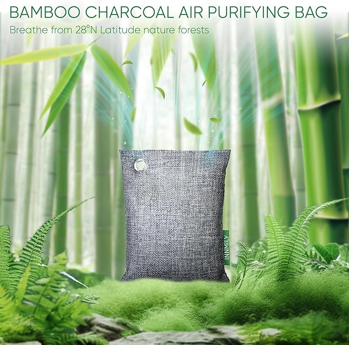 Activated Charcoal Odor Absorber, Odor Eliminator for Strong Odor,Bamboo Charcoal Air Purifying Bags for Home Car Closet Pet, Smoke Room Deodorizer (4 x 200g, Unscented)-Ruum Studio Home