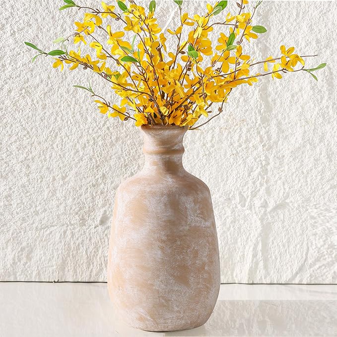 Ceramic Rustic Flower Vase, 12.4" Large Farmhouse Vases Home Decor Pottery Neutral Decorative Vase Pampas for Table Entryway Bookshelf Living Room Kitchen Bedroom-Ruum Studio Home