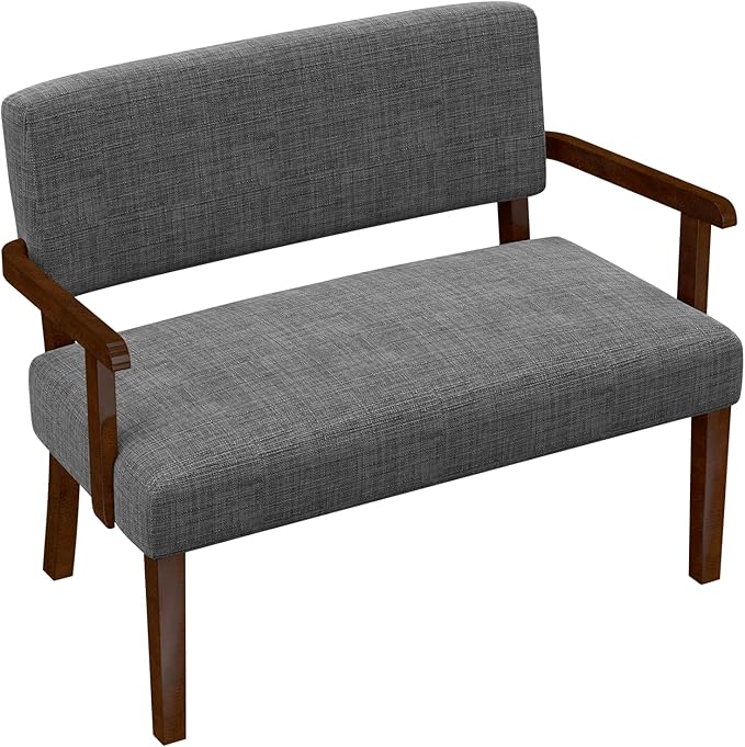 Accent Chair 2 Seat, Arm Chairs with Soft Seat and Armrests for Living Room, Love seat for Dining, Reading, and Waiting Rooms (Gray)-Ruum Studio Home