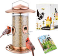 iBorn Metal Bird Feeder for Outside Hanging,Wild Bird Feeders for Cardinal,18cm Large Roof&Tray Brushed Copper 10 Port(Seed is not Included)-Ruum Studio Home